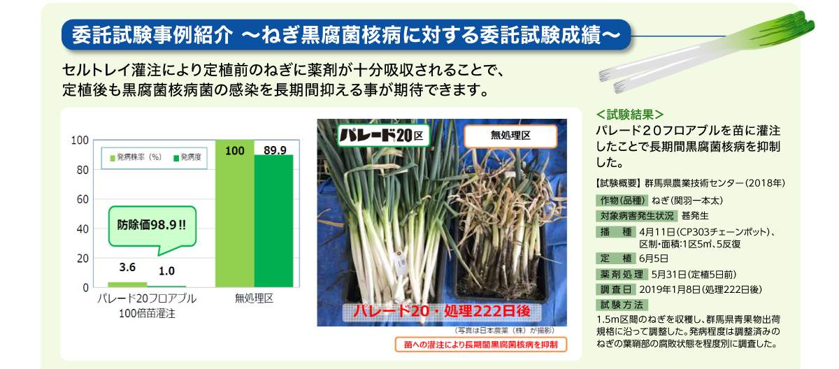 ねぎ黒腐菌核病に対する委託試験成績